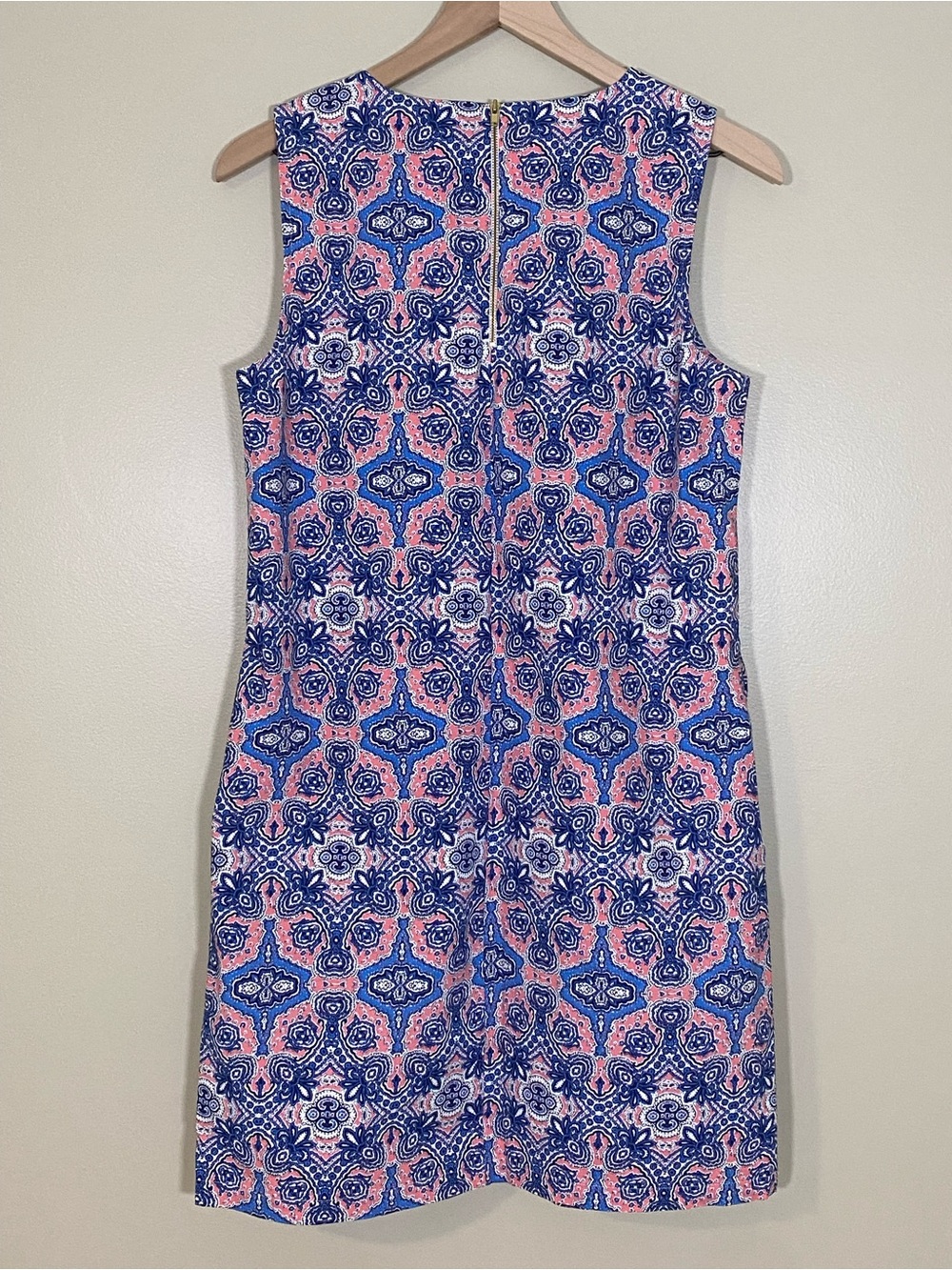 Tabitha Webb Sleeveless Paisley Shift Dress with Pockets Blue Pink Size 6 - Picture 2 of 15